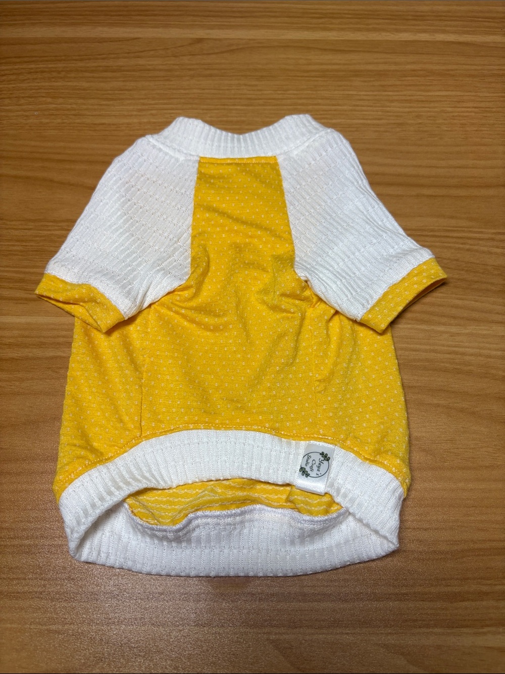 Yellow & White Short-Sleeve Dog Tee with Ribbed Trim